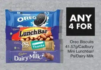 Save Oreo Biscuits/ Cadbury Mini Lunchbar/ Ps/ Dairy Milk offer