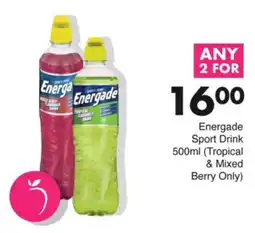 Save Energade Sport Drink Tropical & Mixed Berry Only offer