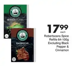 Save Robertsons Spice Refills Excluding Black Pepper & Cinnamon offer