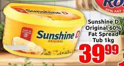 Three Star Cash and Carry Sunshine D Original 60% Fat Spread Tub offer