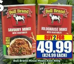 Three Star Cash and Carry Bull Brand Mince Meals Asst offer