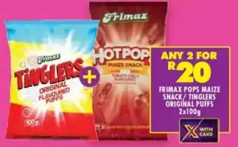 Frimax pops maize snack/ tinglers original puffs