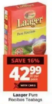 Checkers Laager Pure Rooibos Teabags offer