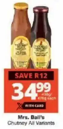 Checkers Mrs. Ball's Chutney All Variants offer