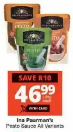 Checkers Ina Paarman's Pesto Sauce All Variants offer