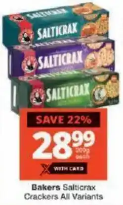 Checkers Bakers Salticrax Crackers All Variants offer