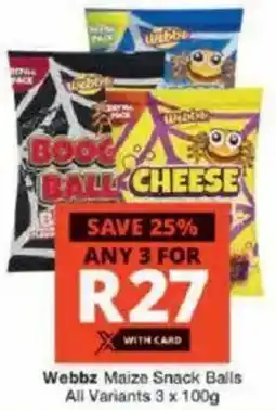 Checkers Webbz Maize Snack Balls All Variants offer