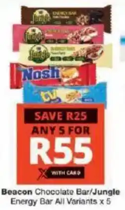 Checkers Beacon Chocolate Bar/ Jungle Energy Bar All Variants offer