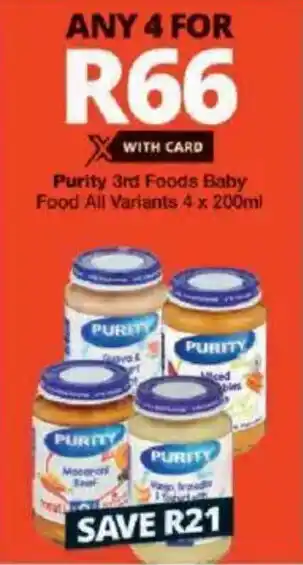 Checkers Purity 3rd Foods Baby Food All Variants offer