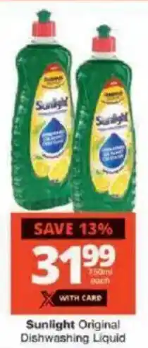 Checkers Sunlight Original Dishwashing Liquid offer