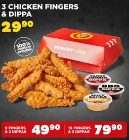 Hungry Lion 3 chicken fingers & dippa offer