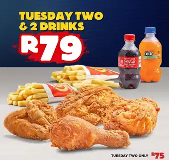 Hungry Lion Tuesday two & 2 drinks offer