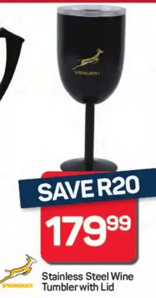 Pick n Pay Hypermarket Springboks Stainless Steel Wine SPRINGS Tumbler with Lid offer