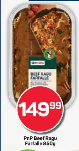Pick n Pay PnP Beef Ragu Farfalle 850g offer