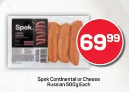 Pick n Pay Spek Continental or Cheese Russian 500g Each offer