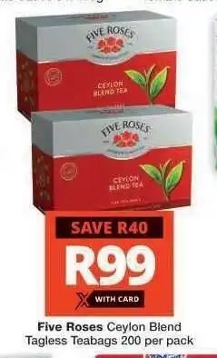 Checkers Five Roses Ceylon Blend Tagless Teabags offer