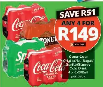 Checkers Coca-Cola/No Sugar/Sprite/Stoney Cold Drink offer