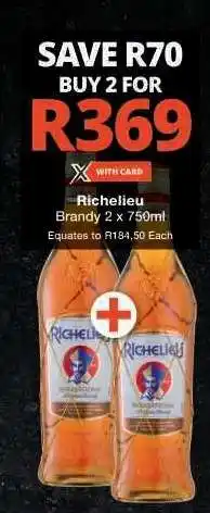 Checkers RICHELIEU BRANDY 2 X 750ML offer