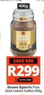 Checkers Douwe Egberts Pure Gold Instant Coffee 400g offer