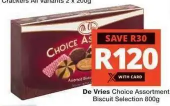 Checkers De Vries Choice Assortment Biscuit Selection 800g offer