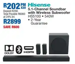 OK Furniture Hisense 5.1-Channel Soundbar with Wireless Subwoofer HS5100 offer