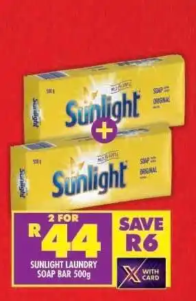 Shoprite Sunlight Laundry Soap Bar-500g offer