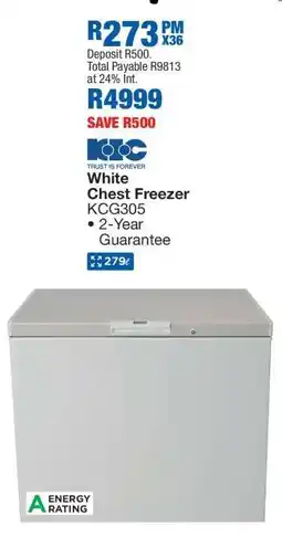OK Furniture White Chest Freezer KCG305 offer