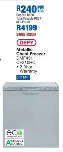 OK Furniture Defy Metallic Chest Freezer offer