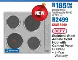 OK Furniture DEFY Stainless Steel 4-Plate Solid Hob with Control Panel DHD399 offer