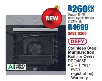 OK Furniture DEFY Stainless Steel Multifunction Built-in Oven DBO486E offer