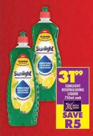 Shoprite SUNLIGHT DISHWASHING LIQUID 750ml each offer