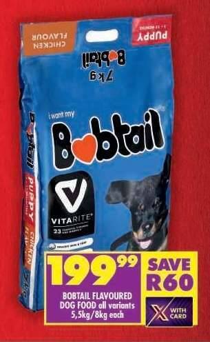 BOBTAIL FLAVOURED DOG FOOD all variants, 5,5kg/8kg each offer at