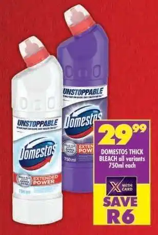 Shoprite DOMESTOS THICK BLEACH all variants 750ml each offer