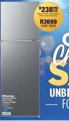 OK Furniture Hisense Titanium Silver-Finish Top-Freezer Fridge H220TS offer