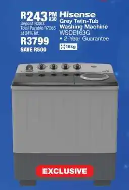 OK Furniture Hisense Grey Twin-Tub Washing Machine offer