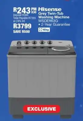 OK Furniture Hisense Grey Twin-Tub Washing Machine offer