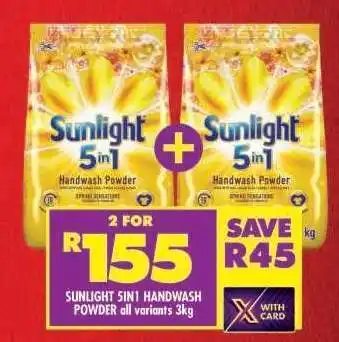 Shoprite SUNLIGHT 5IN1 HANDWASH POWDER all variants 3kg offer