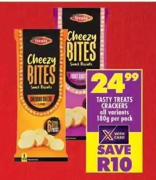 Shoprite TASTY TREATS CRACKERS all variants 180g per pack offer