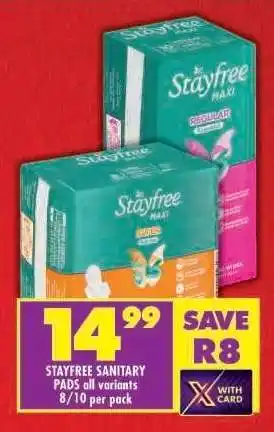 Shoprite Stayfree Sanitary Pads All Variants offer