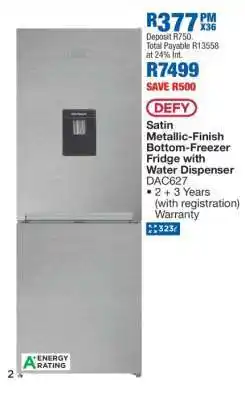 OK Furniture DEFY Satin Metallic-Finish Bottom-Freezer Fridge with Water Dispenser DAC627 offer