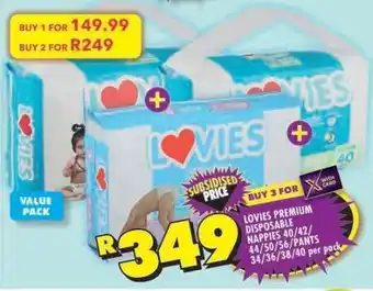 Shoprite LOVIES PREMIUM DISPOSABLE NAPPIES offer
