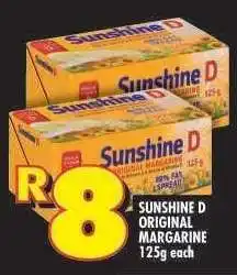 Shoprite SUNSHINE D ORIGINAL MARGARINE 125g offer