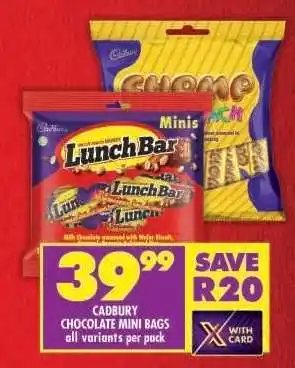Shoprite CADBURY CHOCOLATE MINI BAGS offer