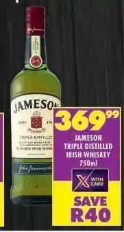 Shoprite Jameson Triple Distilled Irish Whiskey 750ml offer
