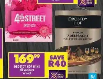 Shoprite DROSTDY HOF WINE all variants offer
