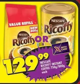 Shoprite NESCAFÉ RICOFFY INSTANT COFFEE 750g/800g offer