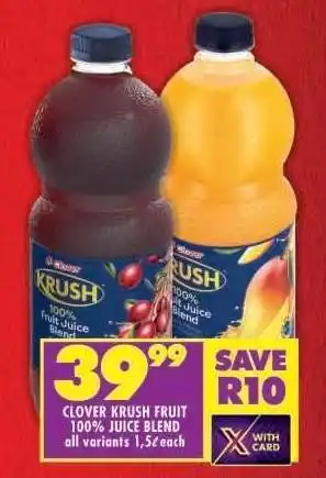 Shoprite Clover Krush Fruit 100% Juice Blend offer