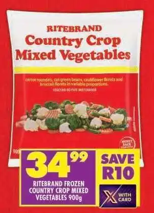 Shoprite RITEBRAND FROZEN COUNTRY CROP MIXED VEGETABLES 900g offer