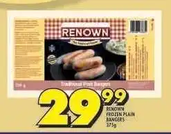 Shoprite RENOWN FROZEN PLAIN BANGERS 375g offer