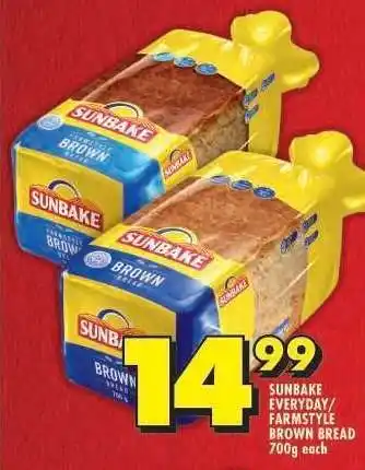 Shoprite SUNBAKE EVERYDAY/FARMSTYLE BROWN BREAD 700g offer